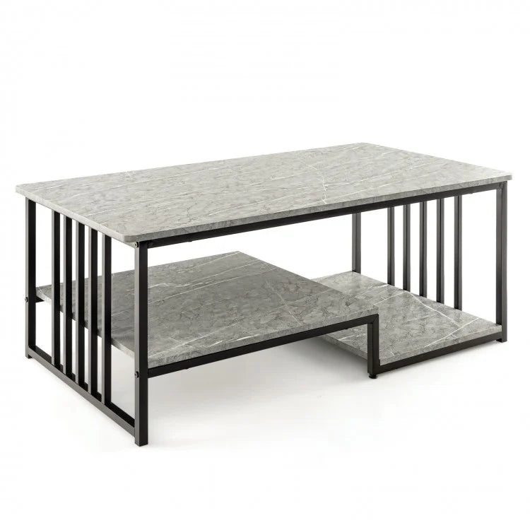 Modern Minimalist Coffee Table - Tea Table with Artificial Marble - Suitable for Living Room and Office