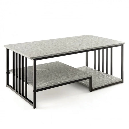 Modern Minimalist Coffee Table - Tea Table with Artificial Marble - Suitable for Living Room and Office