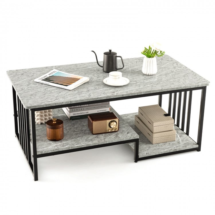 Modern Minimalist Coffee Table - Tea Table with Artificial Marble - Suitable for Living Room and Office