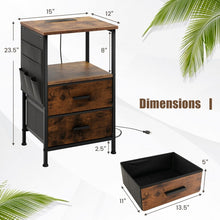 Load image into Gallery viewer, Costway Industrial Style Small Side Table with USB Ports - Suitable for Living Room and Bedroom

