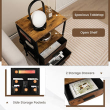 Load image into Gallery viewer, Costway Industrial Style Small Side Table with USB Ports - Suitable for Living Room and Bedroom
