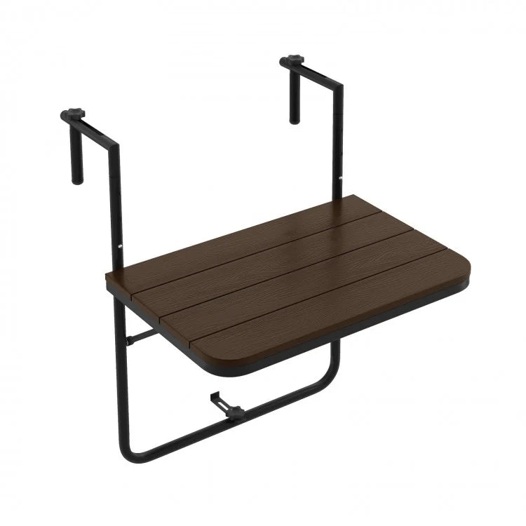 Patio Railing Mounted Folding Table with Folding Top