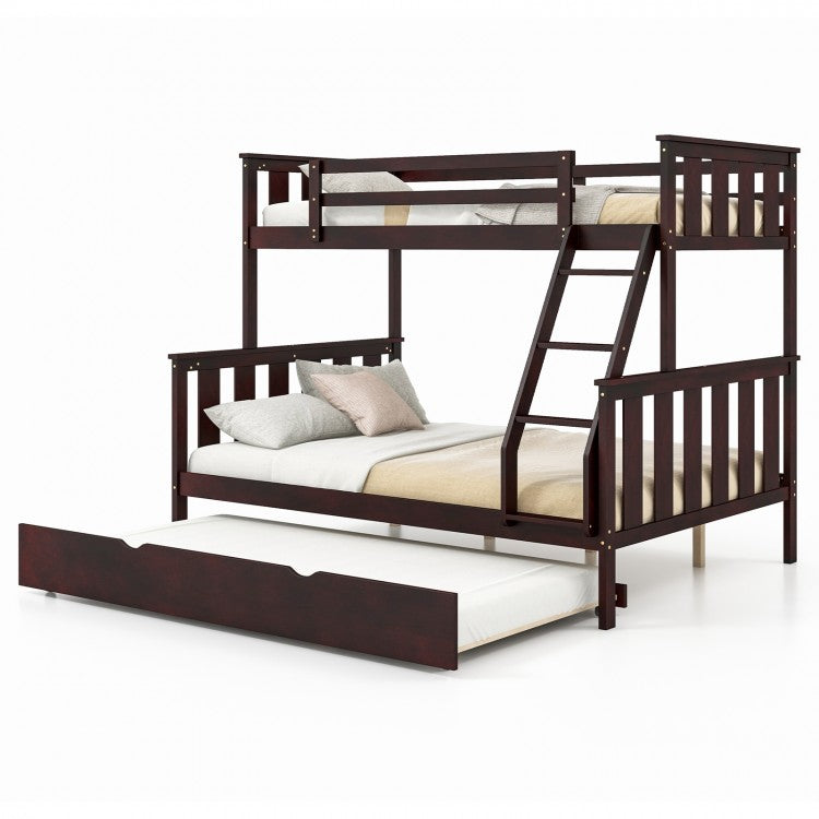 Multifunctional Bunk Bed with Guardrail and Trundle