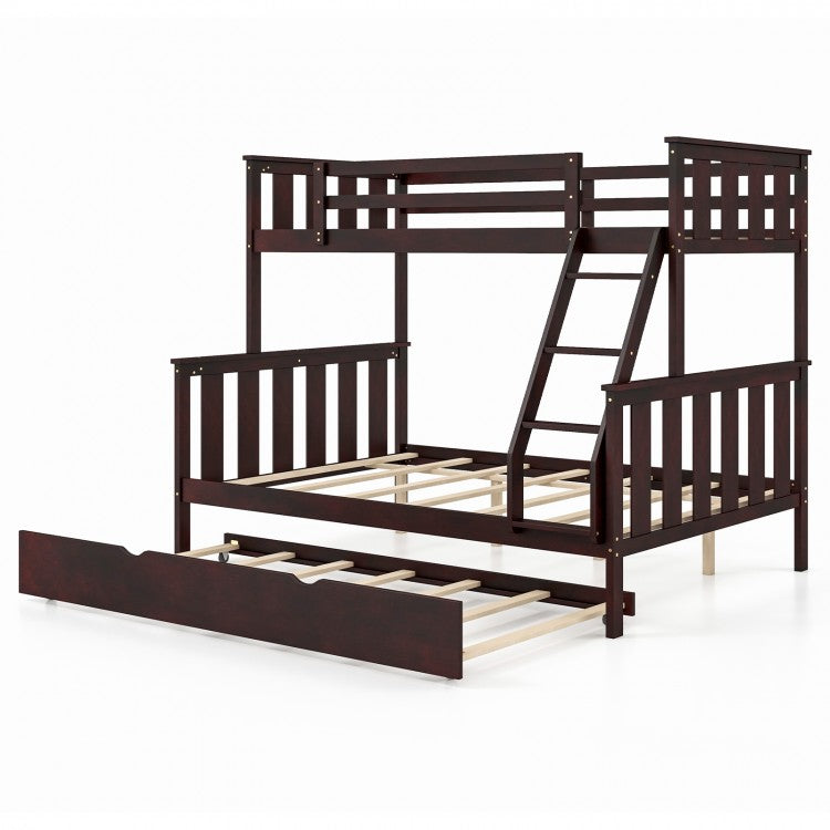 Multifunctional Bunk Bed with Guardrail and Trundle