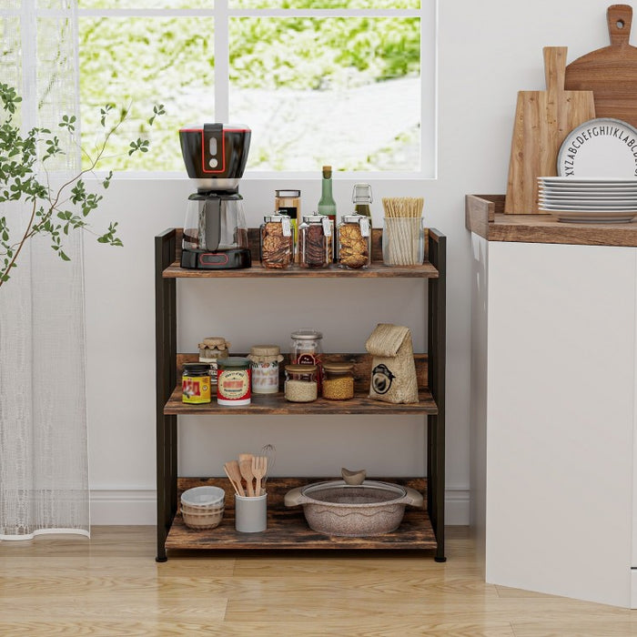 Industrial Vintage 3-Tier Metal Bookshelf - Storage Rack for Living Room and Bedroom