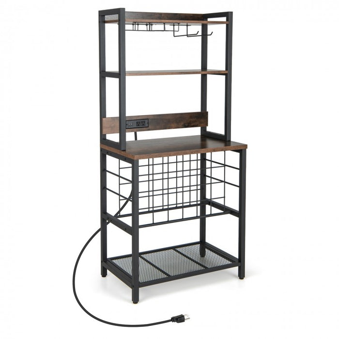Costway Industrial Style Wine Cabinet Bar with Glass Rack - Suitable for Bar and Restaurant