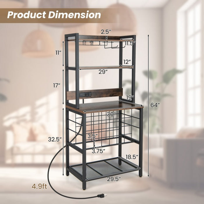 Costway Industrial Style Wine Cabinet Bar with Glass Rack - Suitable for Bar and Restaurant