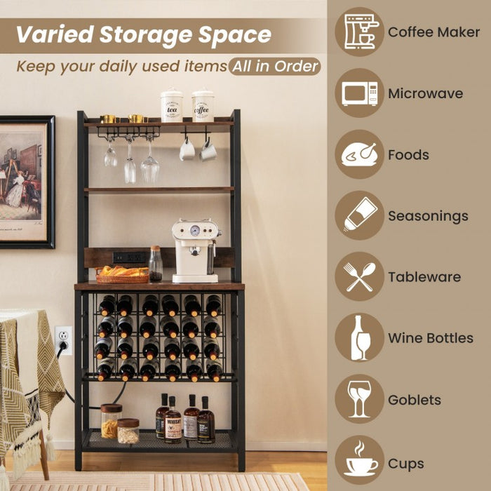Costway Industrial Style Wine Cabinet Bar with Glass Rack - Suitable for Bar and Restaurant