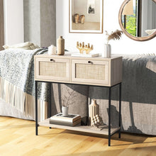Load image into Gallery viewer, Costway Entryway Table with Storage Space, 2 Drawers and Open Shelving - Suitable for Living Room, Entry, and Hallway
