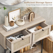 Load image into Gallery viewer, Costway Entryway Table with Storage Space, 2 Drawers and Open Shelving - Suitable for Living Room, Entry, and Hallway
