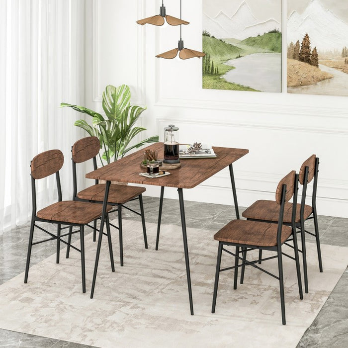Industrial Style Dining Table Set 5-Piece Set with Wide Seats - Suitable for Kitchen and Dining Room