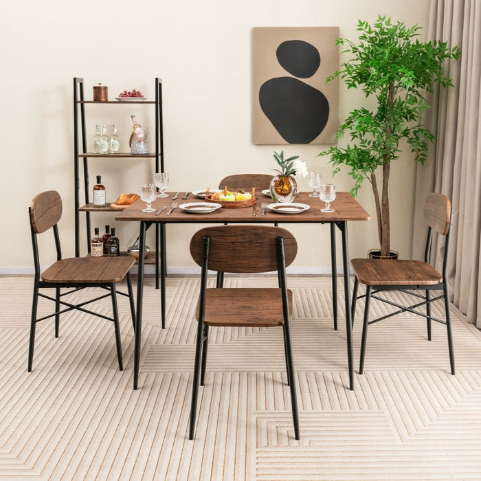 Industrial Style Dining Table Set 5-Piece Set with Wide Seats - Suitable for Kitchen and Dining Room