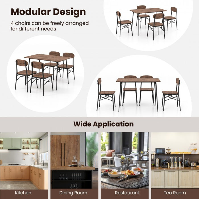 Industrial Style Dining Table Set 5-Piece Set with Wide Seats - Suitable for Kitchen and Dining Room