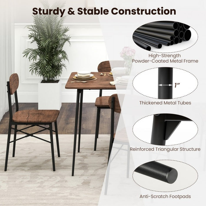 Industrial Style Dining Table Set 5-Piece Set with Wide Seats - Suitable for Kitchen and Dining Room