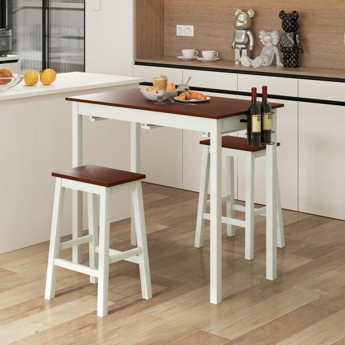 Mid-Century Vintage Dining Room Table Sets - 3-Piece Set with 2 Stools and 2 Wine Racks - Suitable for Kitchen and Restaurant