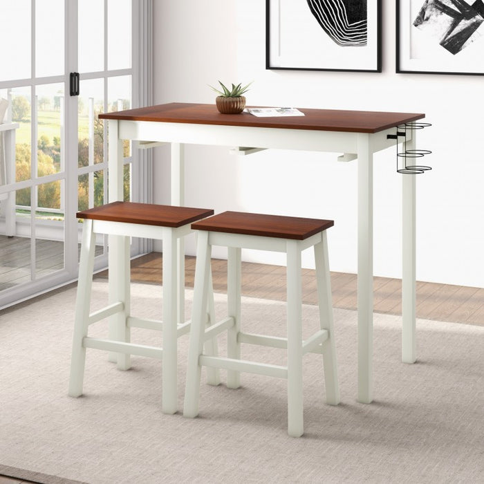 Mid-Century Vintage Dining Room Table Sets - 3-Piece Set with 2 Stools and 2 Wine Racks - Suitable for Kitchen and Restaurant