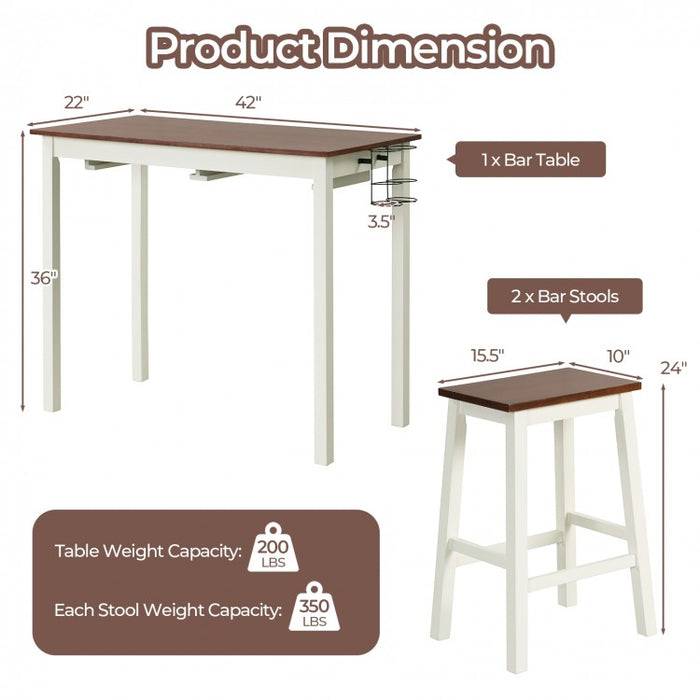 Mid-Century Vintage Dining Room Table Sets - 3-Piece Set with 2 Stools and 2 Wine Racks - Suitable for Kitchen and Restaurant