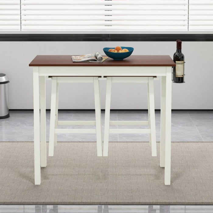 Mid-Century Vintage Dining Room Table Sets - 3-Piece Set with 2 Stools and 2 Wine Racks - Suitable for Kitchen and Restaurant