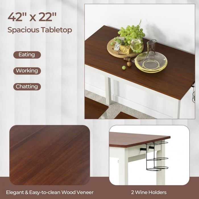 Mid-Century Vintage Dining Room Table Sets - 3-Piece Set with 2 Stools and 2 Wine Racks - Suitable for Kitchen and Restaurant