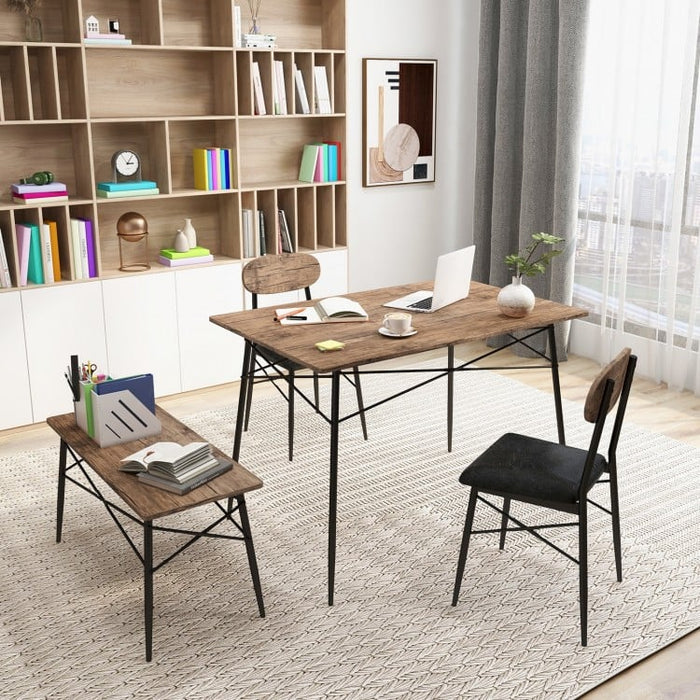 Costway 4-Piece Dining Room Set with Rectangular Table, Bench, and Chairs - Suitable for Restaurant and Kitchen