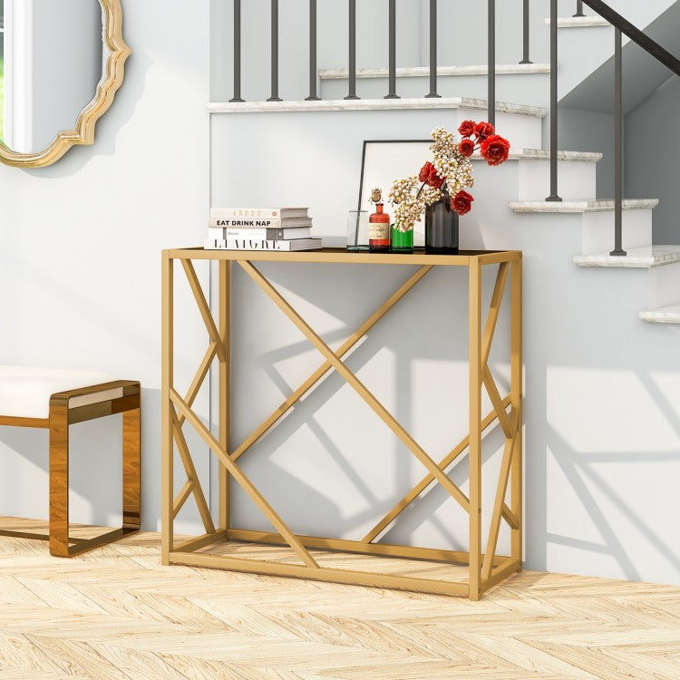 Costway Modern Entryway Table with Metal Frame - Suitable for Living Room and Porch