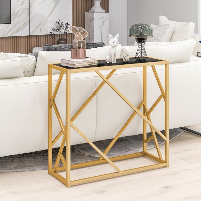 Costway Modern Entryway Table with Metal Frame - Suitable for Living Room and Porch