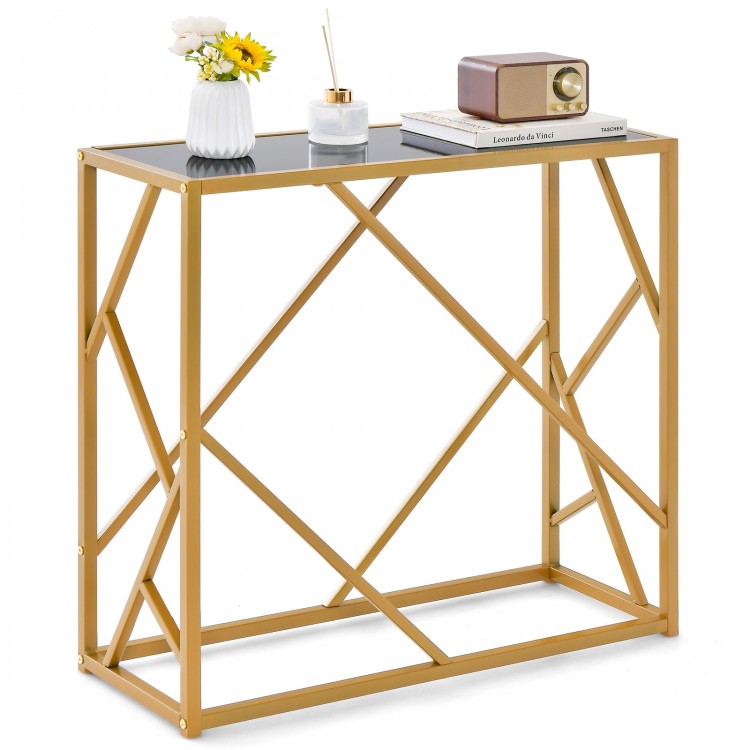 Costway Modern Entryway Table with Metal Frame - Suitable for Living Room and Porch