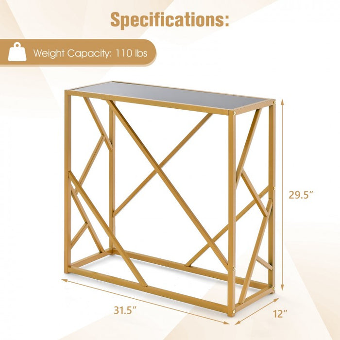 Costway Modern Entryway Table with Metal Frame - Suitable for Living Room and Porch