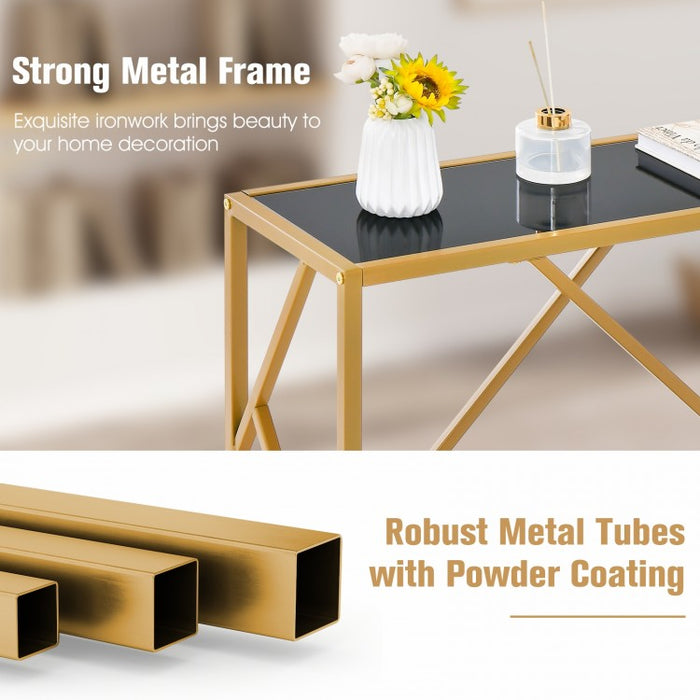 Costway Modern Entryway Table with Metal Frame - Suitable for Living Room and Porch
