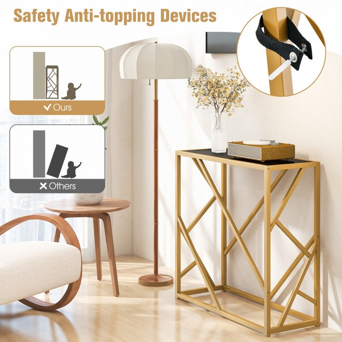 Costway Modern Entryway Table with Metal Frame - Suitable for Living Room and Porch