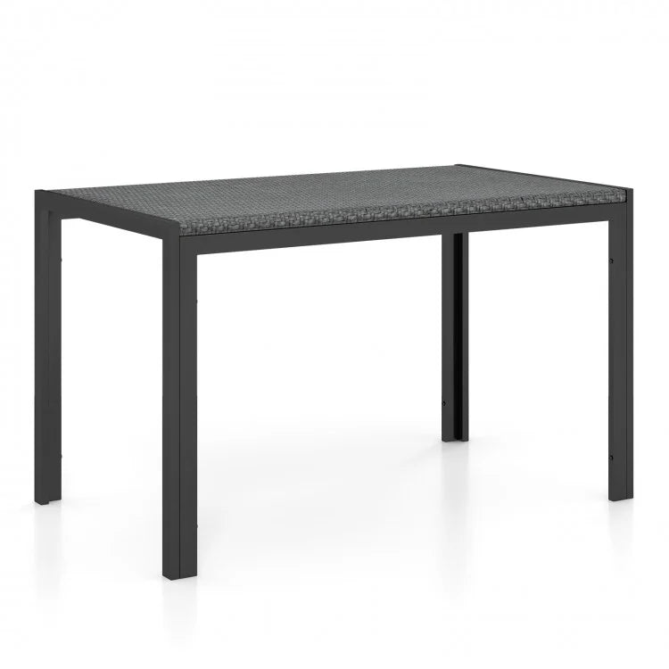 Outdoor Black Wicker Dining Room Table Outside - Suitable for Patio and Backyard