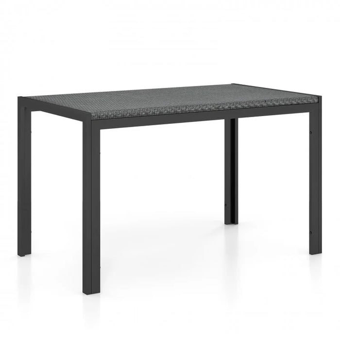 Outdoor Black Wicker Dining Room Table Outside - Suitable for Patio and Backyard