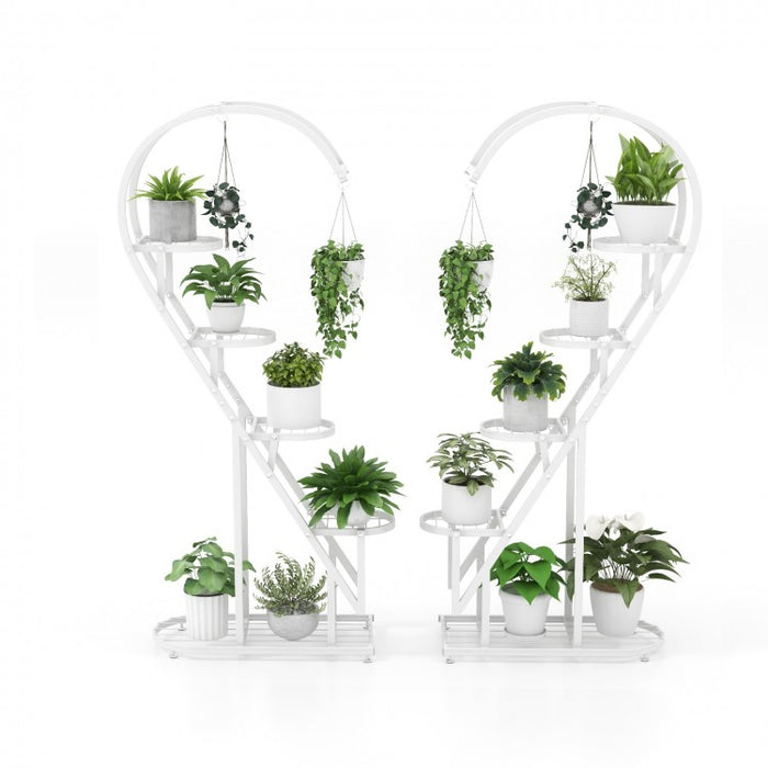 Heart-Shaped 5-Tier Metal Plant Stand for Garden and Patio