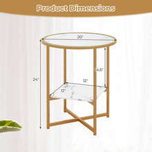 Load image into Gallery viewer, Costway Modern Round Side Table Set of 2 with Glass Top - Suitable for Bedroom and Dormitory
