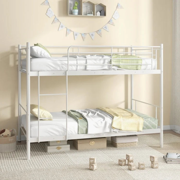 Costway Furniture：Minimalist White Metal Bunk Bed for Bedroom