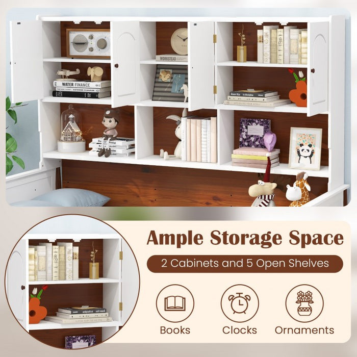 Costway Furniture:White Sofa Bed with Bookshelf and Storage Shelves