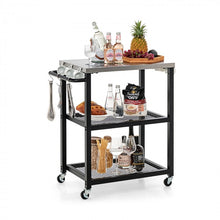 Load image into Gallery viewer, Outdoor Black Stainless Steel Double-Decker Barbecue Table Cart

