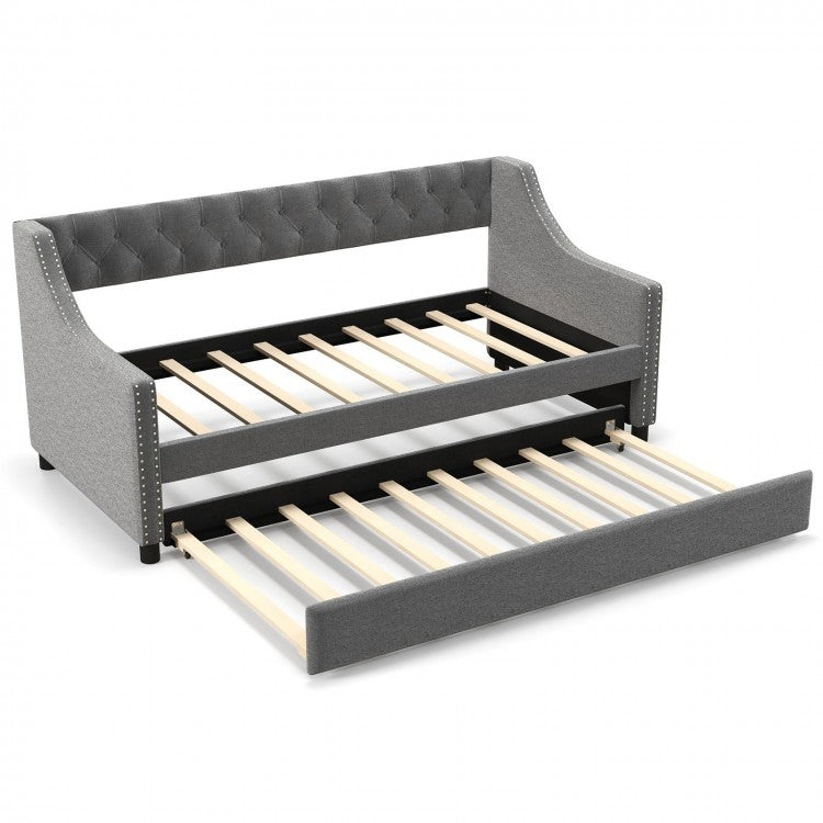 Costway Furniture:Modern Minimalist Grey 2-Seater Sofa Bed with Soft Cushions