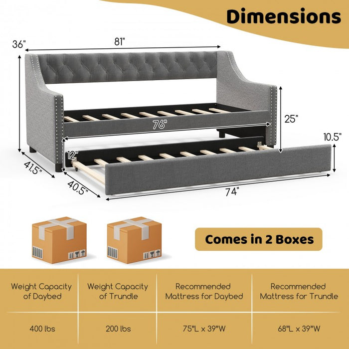 Costway Furniture:Modern Minimalist Grey 2-Seater Sofa Bed with Soft Cushions