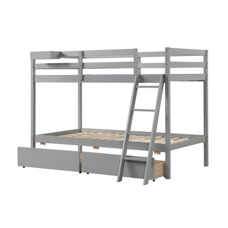 Costway Furniture:Wooden Bunk Bed with Drawers and Staircase for Bedroom