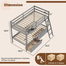 Charger l&#39;image dans la galerie, Costway Furniture:Wooden Bunk Bed with Drawers and Staircase for Bedroom
