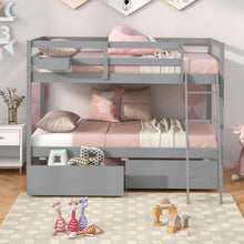 Charger l&#39;image dans la galerie, Costway Furniture:Wooden Bunk Bed with Drawers and Staircase for Bedroom
