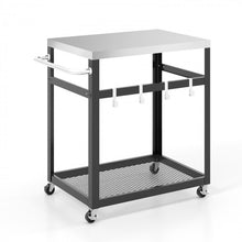 Load image into Gallery viewer, Outdoor Black Stainless Steel Double-Decker Barbecue Table Cart

