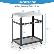 Load image into Gallery viewer, Outdoor Black Stainless Steel Double-Decker Barbecue Table Cart
