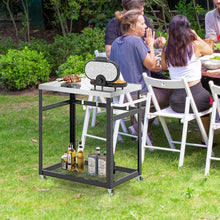 Load image into Gallery viewer, Outdoor Black Stainless Steel Double-Decker Barbecue Table Cart
