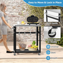 Load image into Gallery viewer, Outdoor Black Stainless Steel Double-Decker Barbecue Table Cart
