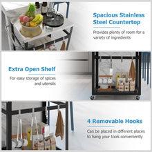 Load image into Gallery viewer, Outdoor Black Stainless Steel Double-Decker Barbecue Table Cart
