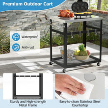 Load image into Gallery viewer, Outdoor Black Stainless Steel Double-Decker Barbecue Table Cart
