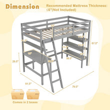 Load image into Gallery viewer, Costway Furniture:Bedroom Loft Bed with Desk and Bookshelf
