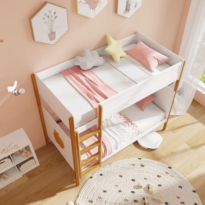 Adorable Kids Bunk Bed with Ladder and Wooden Frame